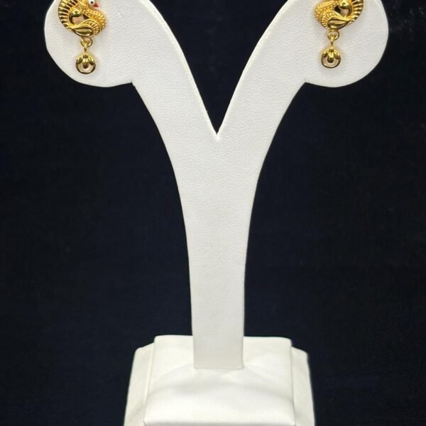  22KT Gold Casting Stud 2.052g – Peacock Design | HUID Certified | Daily Wear