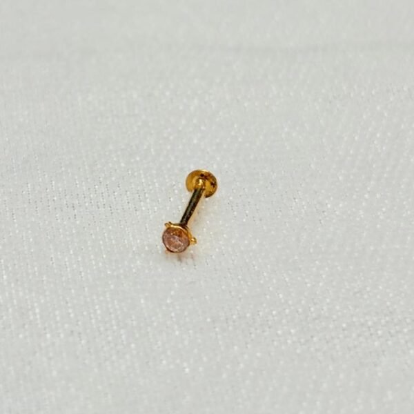 22KT Gold Nose Pin with Zircon Stone / Unisex Men’s Stud – 0.106 Gram | BIS Hallmark