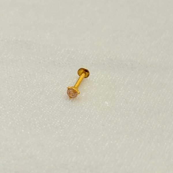 22KT Gold Nose Pin with Zircon Stone / Unisex Men’s Stud – 0.106 Gram | BIS Hallmark