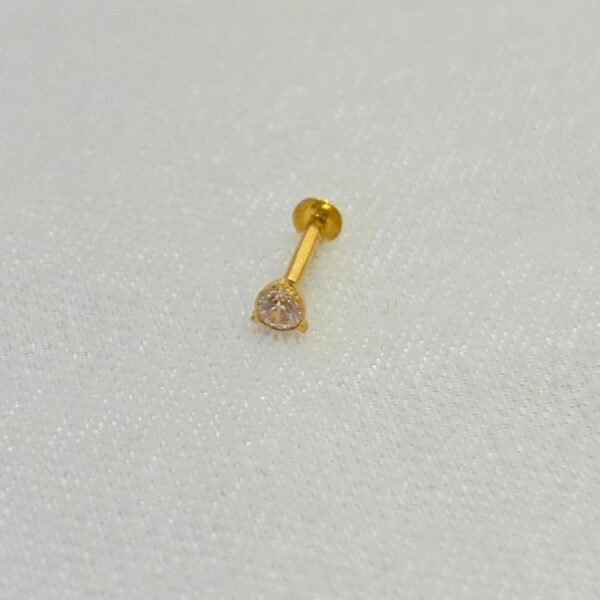 22KT Gold Nose Pin with Zircon Stone / Unisex Men’s Stud – 0.145 Gram | BIS Hallmark