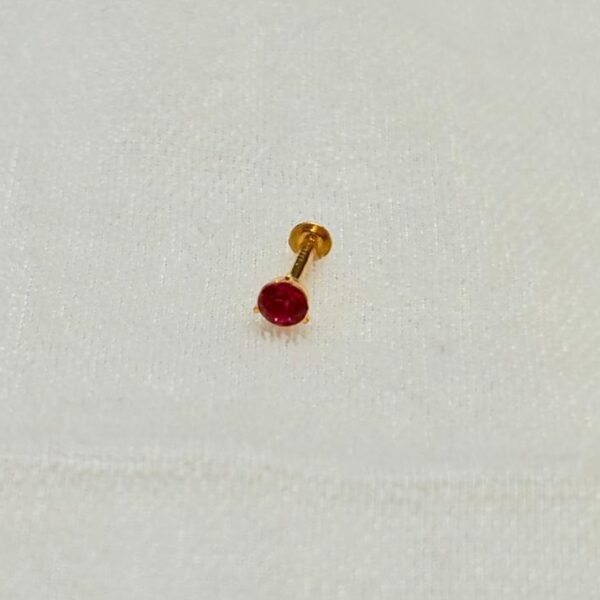 22KT Gold Nose Pin with Zircon Stone / Unisex Men’s Stud – 0.165 Gram | BIS Hallmark
