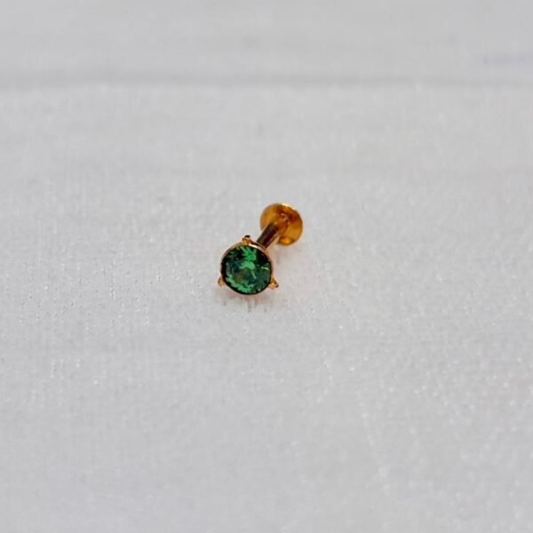 22KT Gold Nose Pin with Zircon Stone / Unisex Men’s Stud – 0.172 Gram | BIS Hallmark