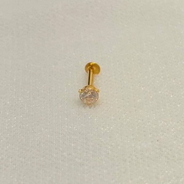 22KT Gold Nose Pin with Zircon Stone / Unisex Men’s Earring – 0.184 Gram | BIS Hallmark