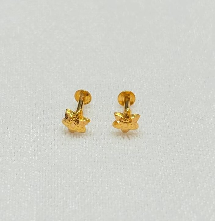 22KT Gold Nose Pin / Unisex Men’s Earring – 0.360 Gram | BIS Hallmark